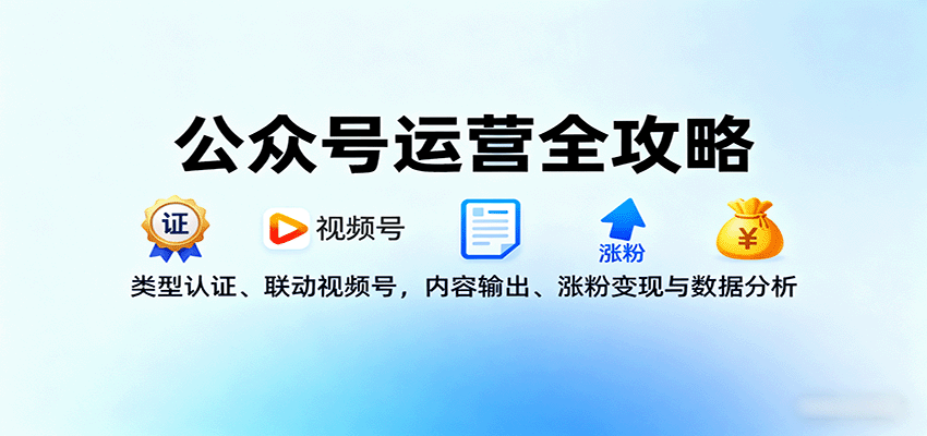 公众号运营全攻略：类型认证、联动视频号，内容输出、涨粉变现与数据分析-摇钱述