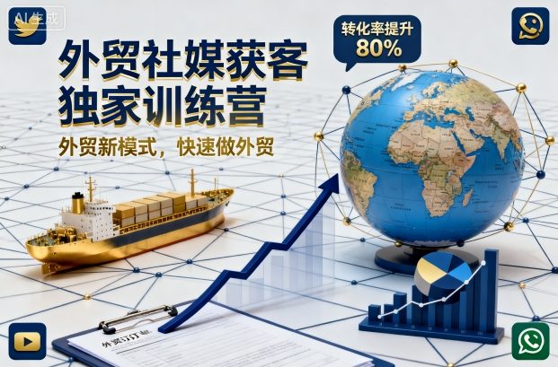 外贸社媒获客独家训练营，外贸新模式，快速做外贸-摇钱述