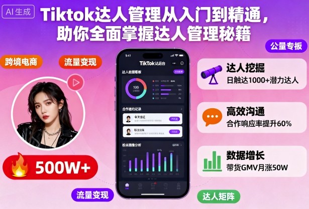 Tiktok达人管理从入门到精通,助你全面掌握达人管理秘籍-摇钱述
