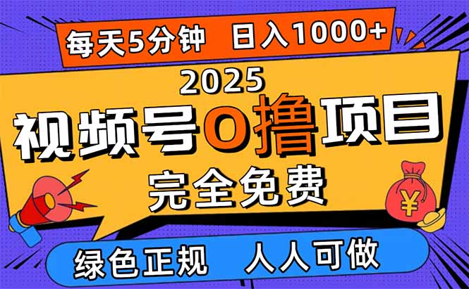 2025视频号0撸项目，5分钟一个号，日入1000+，人人可做-摇钱述