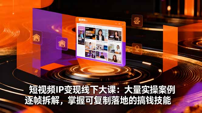 短视频IP变现线下大课：大量实操案例逐帧拆解，掌握可复制落地的搞钱技能-摇钱述