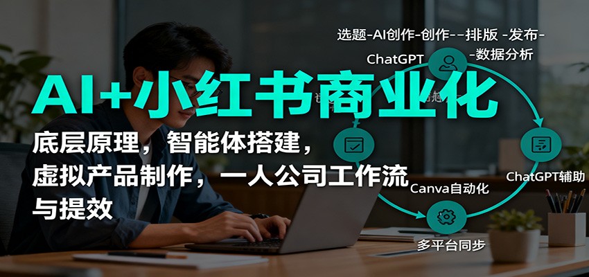 AI+小红书商业化，底层原理，智能体搭建，虚拟产品制作，一人公司工作流与提效-摇钱述