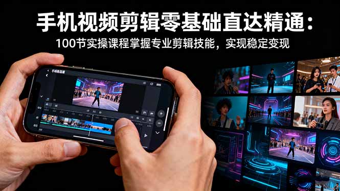 手机视频剪辑零基础直达精通：100节实操课程掌握专业剪辑技能，实现稳…-摇钱述