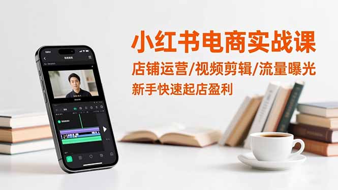 小红书电商实战课:店铺运营/视频剪辑/流量曝光,新手快速起店盈利-摇钱述