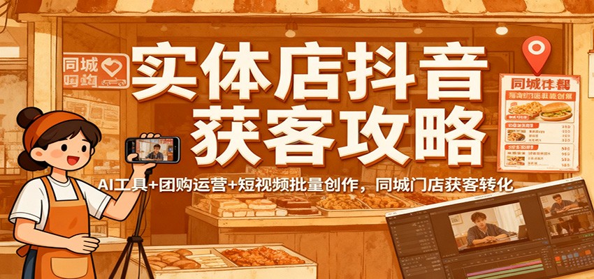 实体店抖音获客攻略:AI工具+团购运营+短视频批量创作,同城门店获客转化-摇钱述